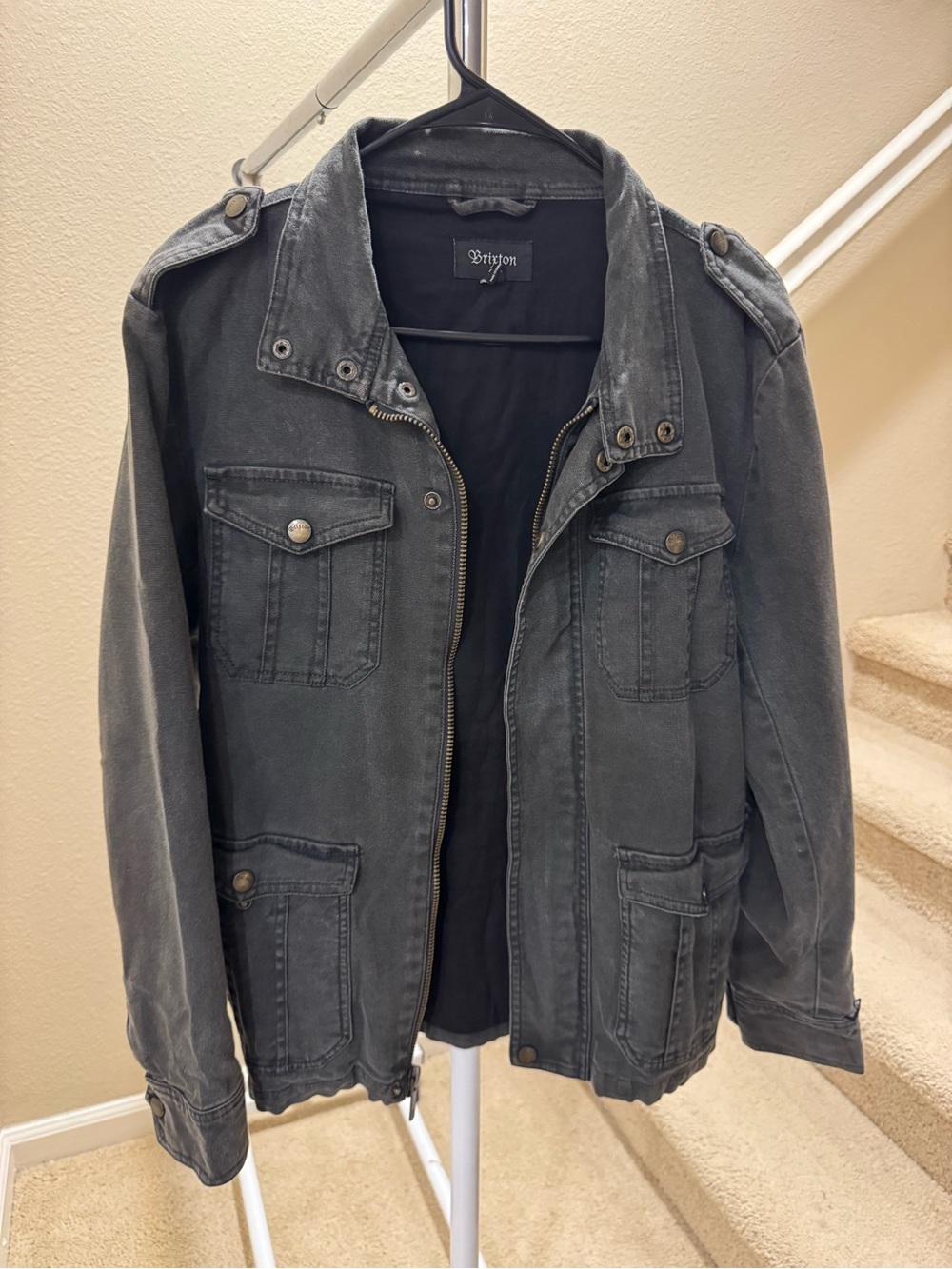 Brixton Men's Field Jacket in Washed Black